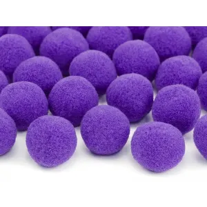 Pompony pluszowe PartyDeco 2cm Fioletowe, 20szt
